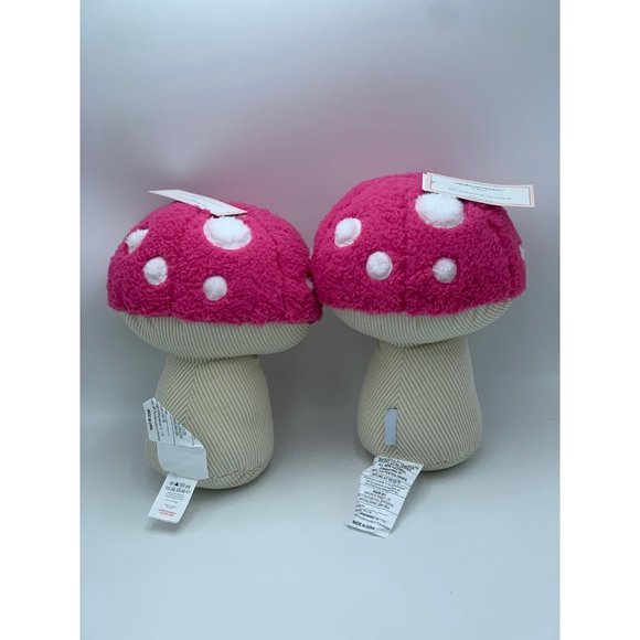 Cupcakes & Cashmere Hot Pink Mushroom Plush Decorative Throw Pillows Set of 2 - Picture 2 of 11
